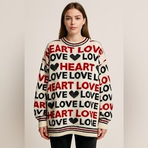 NWT Women’s Anna Lisa Black Red White Christmas Sweater Size EU 46/48 US 16/18